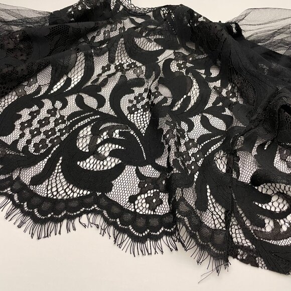 *Peach Sheer Allover Lace Puffy Sleeve Cropped Blouse Size L - Picture 12 of 13